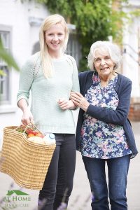 Running an errand with a loved one, grocery shopping 